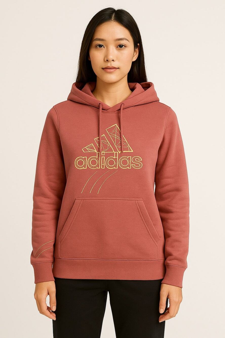 Adidas hoodie size M Pink holiday light Cotton Blend fleece lining